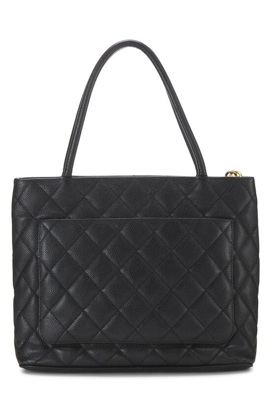 Chanel Black Quilted Caviar Medallion Tote Q6B02H0FKB496 | WGACA
