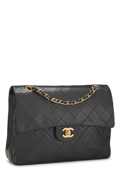 Black Quilted Lambskin Classic Double Flap Tall Medium, , large