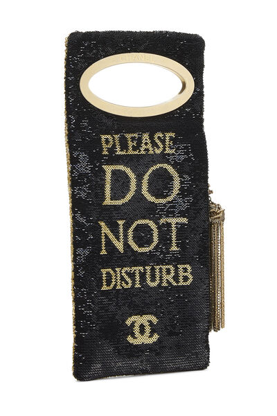 Paris-Cosmopolite Black & Gold Sequin Do Not Disturb Clutch, , large