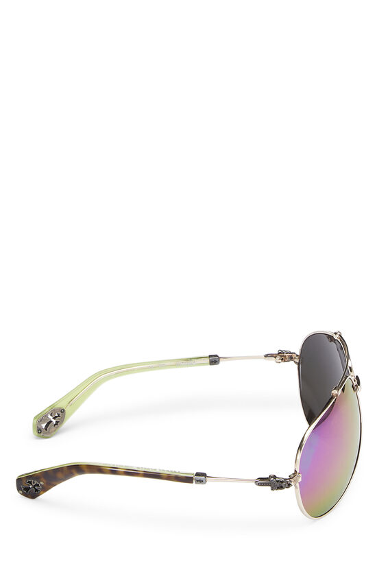 Multicolor Metal Stoned Aviator Sunglasses, , large image number 3