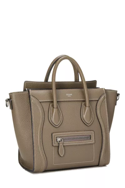 Grey Drummed Calfskin Luggage Nano, , large