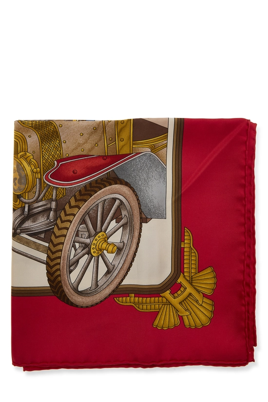 Pre-Owned Red & Multicolor 'Automobile' Silk Scarf 90 QGA0572NRA03M