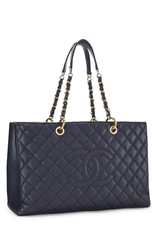 Navy Quilted Caviar Grand Shopping Tote (GST) XL , , large image number 1