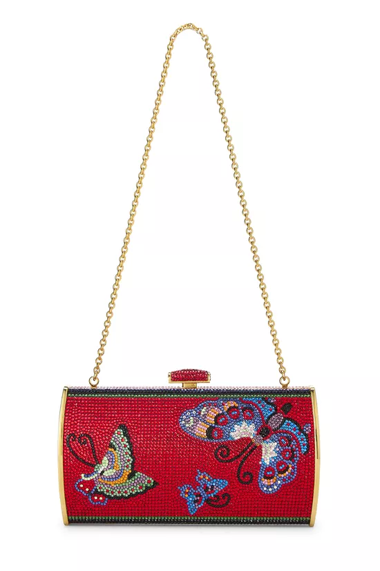 Red Crystal Minaudiere Clutch, , large image number 0