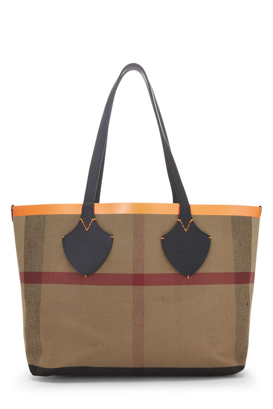 Orange House Check Canvas Reversible Tote Large, , large image number 1