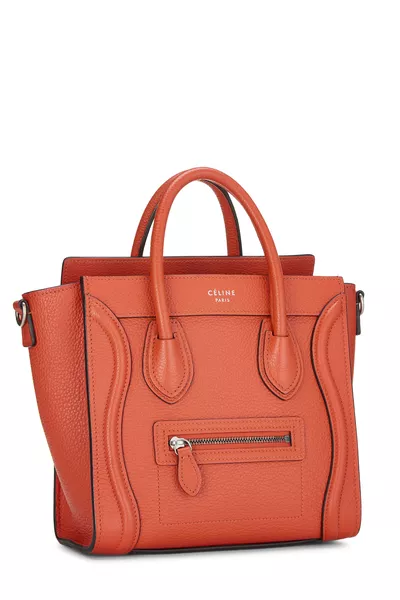 Orange Drummed Calfskin Luggage Nano, , large