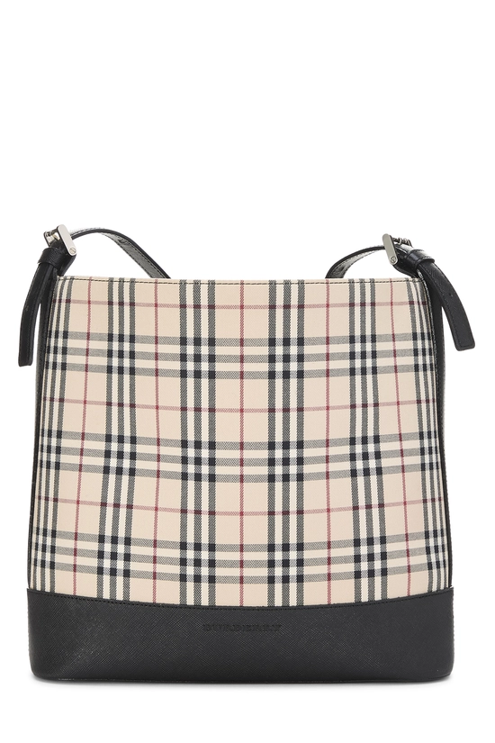 Black Check Jacquard Bucket Shoulder Bag Small, , large image number 0