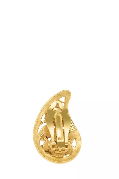 Gold Fretwork Paisley Earrings , , large