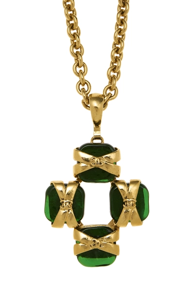 Gold & Green Gripoix Necklace, , large