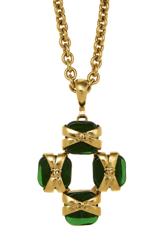 Gold & Green Gripoix Necklace, , large image number 1