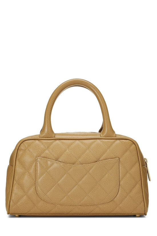 Beige Quilted Caviar Bowler Mini, , large image number 3