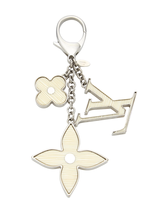 White & Silver Fleur d'Epi Bag Charm, , large image number 1