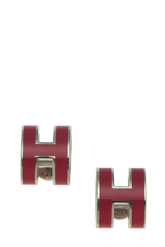 Silver & Pink "Pop H" Earrings , , large image number 1
