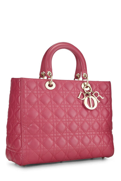 Pink Cannage Quilted Lambskin Lady Dior Large, , large