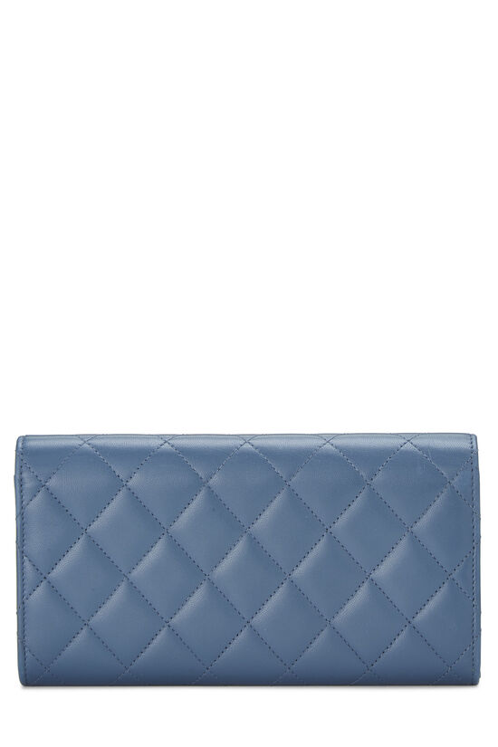 Blue Quilted Lambskin CC Trendy Zippy Wallet Large, , large image number 3