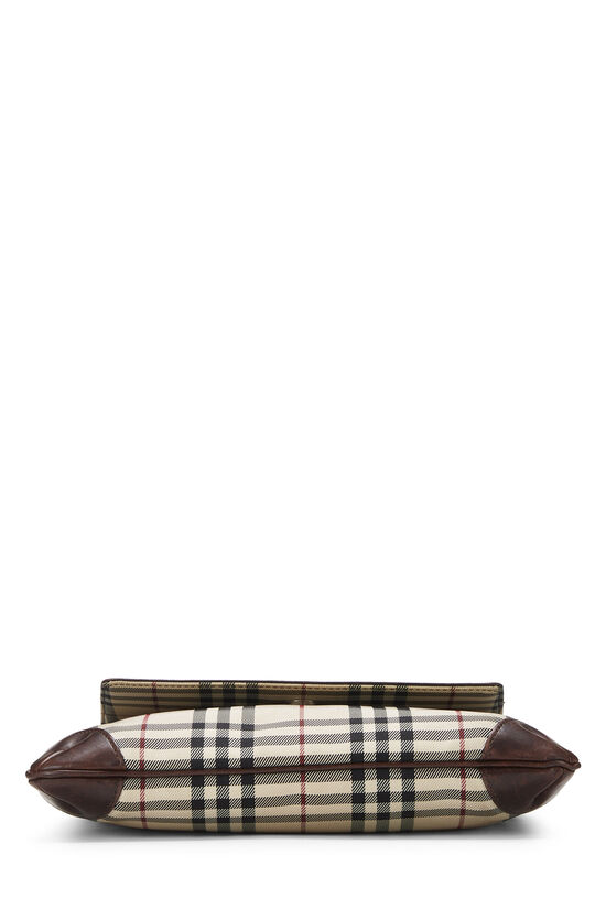 Beige Check Nylon Flap Messenger, , large image number 4