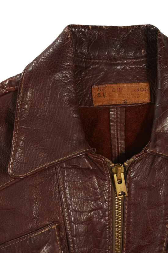 Brown Oshwahkon Leather Jacket, , large image number 2