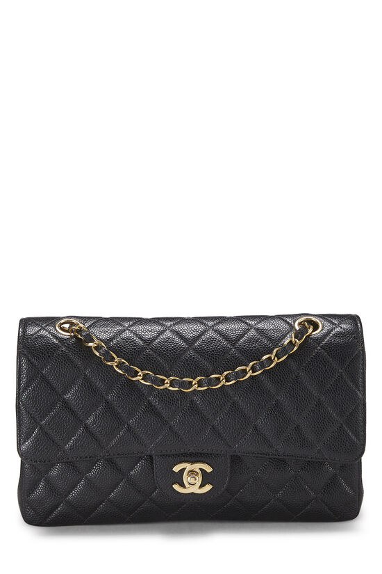 Black Quilted Caviar Classic Double Flap Medium, , large image number 0