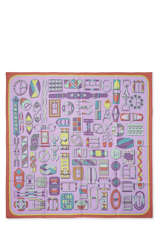 Pink & Multicolor 'Carre En Boucles' Silk Scarf 90, , large image number 1