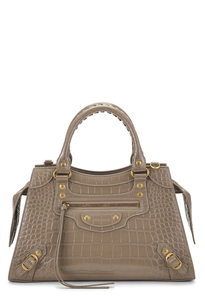 Grey Embossed Neo Classic Shoulder Bag S