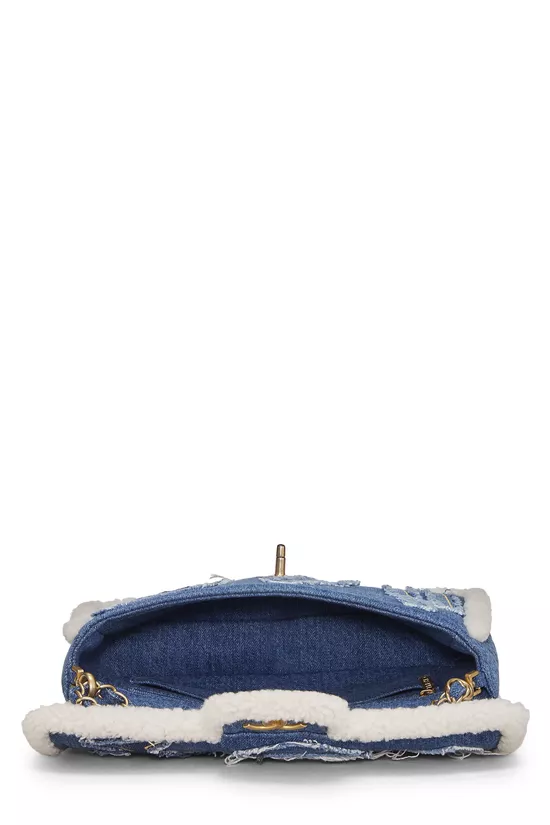 Paris-Egypt Blue Denim & Shearling Hieroglyph Flap Medium, , large image number 5