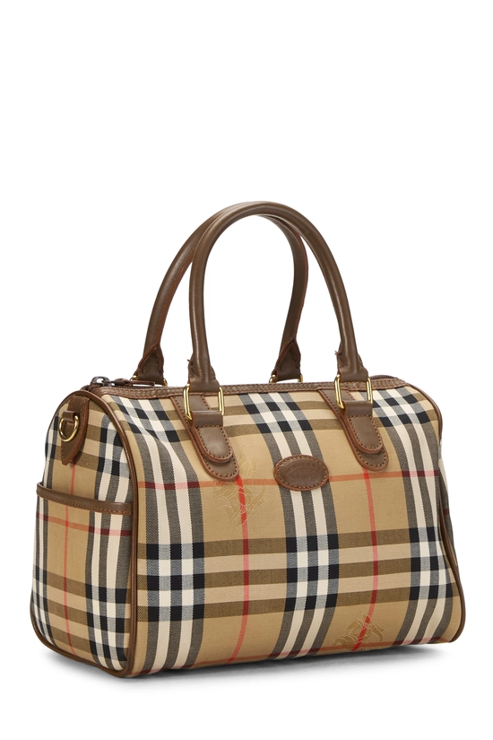 Brown Haymarket Check Canvas Boston Bag, , large image number 1