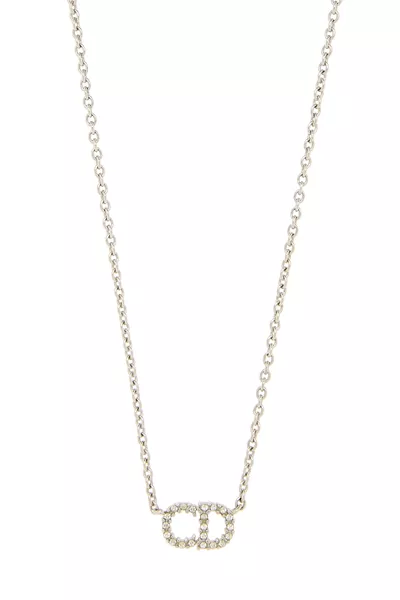 Silver Crystal Clair D Lune 'CD' Necklace, , large