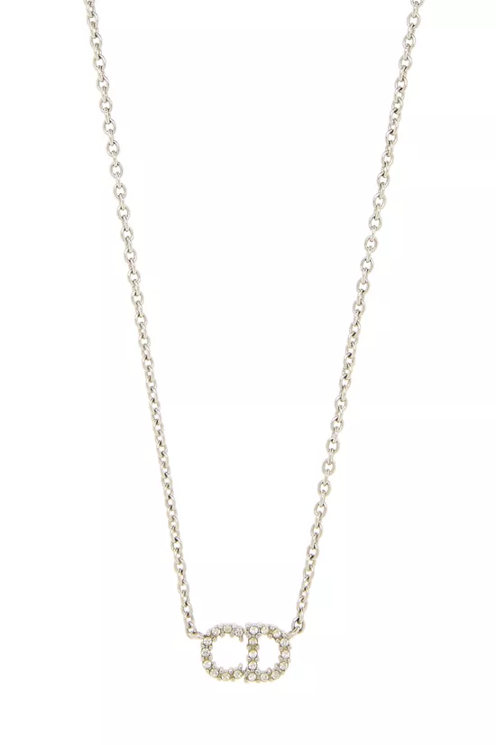 Silver Crystal Clair D Lune 'CD' Necklace, , large image number 1