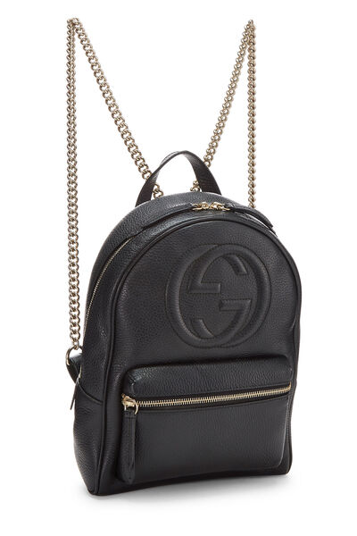 Black Leather Soho Chain Backpack , , large