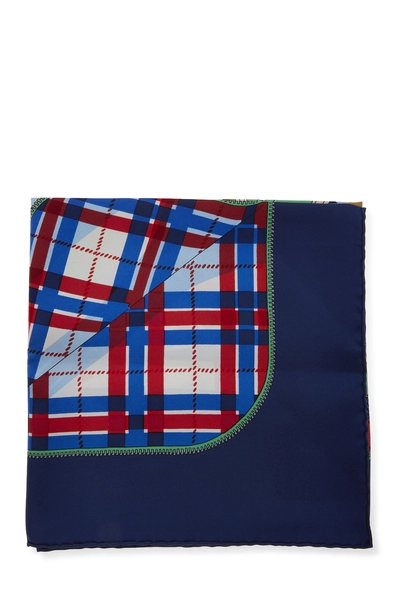 Navy & Multicolor 'L&rsquo;Elegance et le Confort' Silk Scarf 90, , large