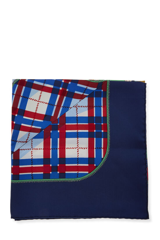 Navy & Multicolor 'L&rsquo;Elegance et le Confort' Silk Scarf 90, , large image number 1