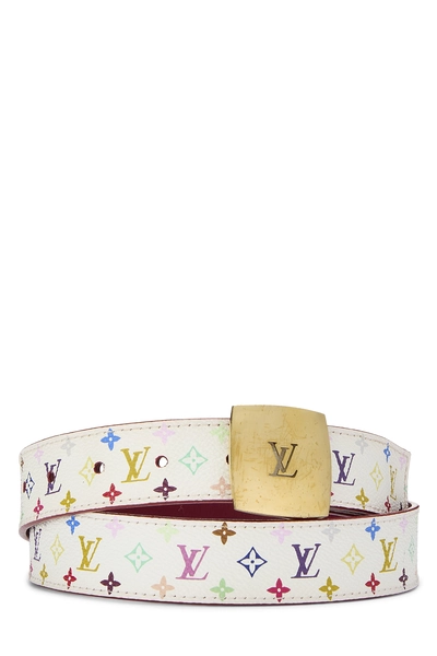 Takashi Murakami X Louis Vuitton White Monogram Multicolore Ceinture 80	