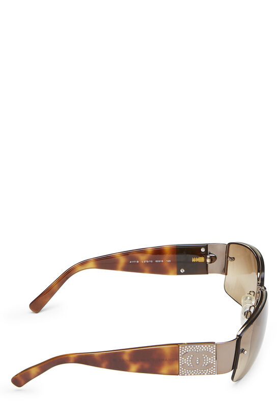 Brown Faux Tortoise Acetate Swarovski Sunglasses, , large image number 2