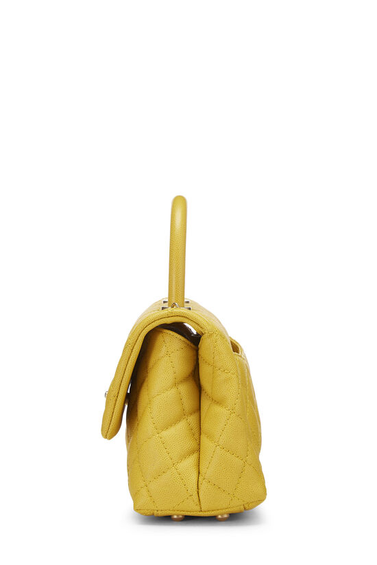 Yellow Quilted Caviar Coco Handle Bag Mini, , large image number 3