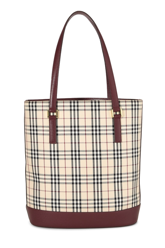 Burgundy Jacquard Check Bucket Tote Large, , large image number 3