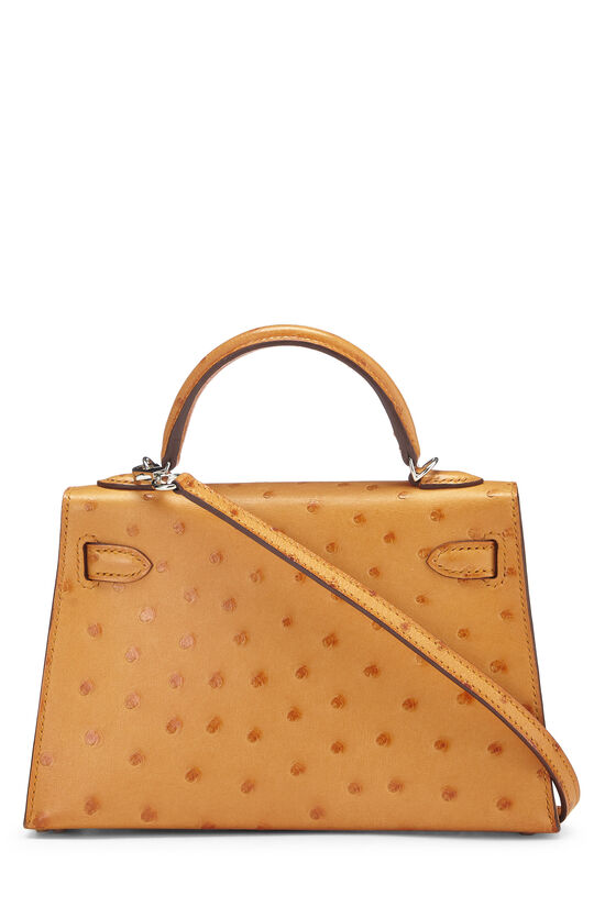Hermes Kelly 30 Ostrich Leather Gold Tone Hardware Ladies Handbag