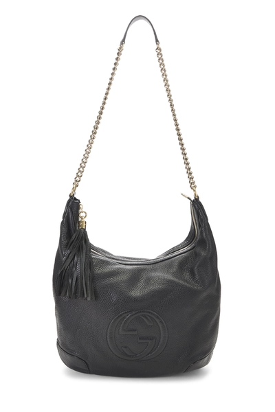 Gucci Black Grained Leather Soho Chain Hobo Large