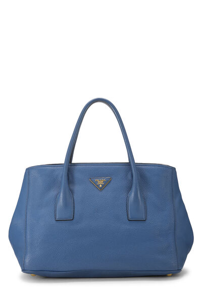 Blue Vitello Daino Convertible Tote Medium