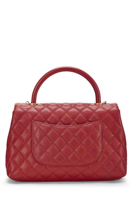 Chanel Coco Handle Large Red Caviar bag with Brushed Gold Hardware