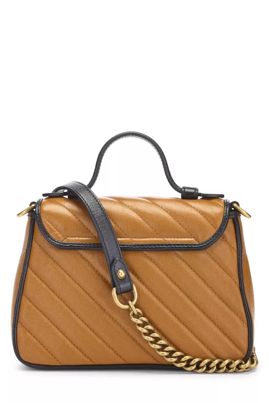 Orange Leather GG Marmont Top Handle Bag Mini, , large image number 3