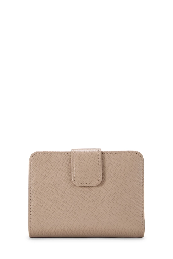 Beige Saffiano Zip Around Compact Wallet, , large image number 2