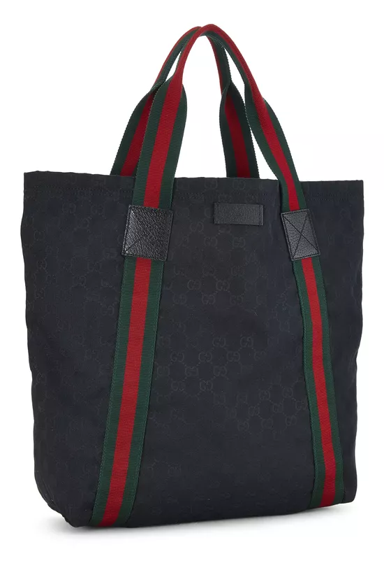 Black GG Canvas Flat Web Tote, , large image number 1