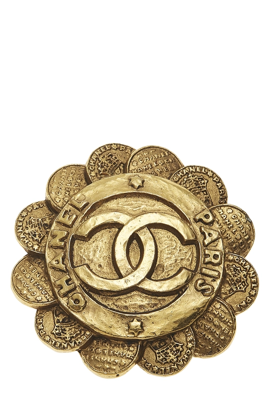 Gold 'CC' Coin Flower PIn, , large image number 0