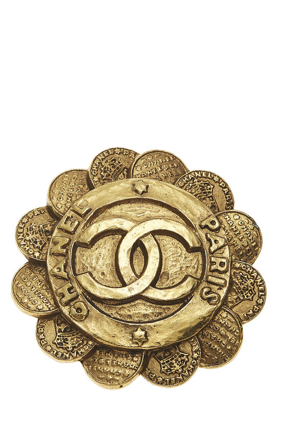 Gold 'CC' Coin Flower PIn