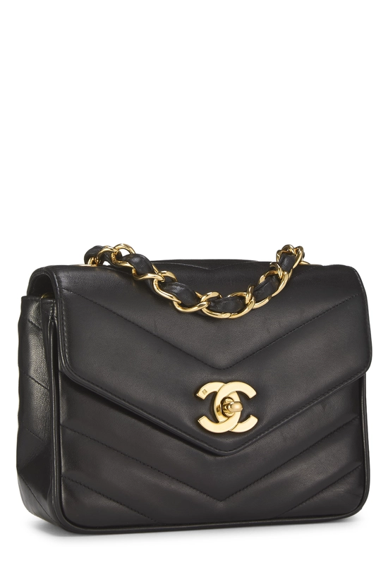 Black Lambskin Chevron Flap Mini, , large image number 1