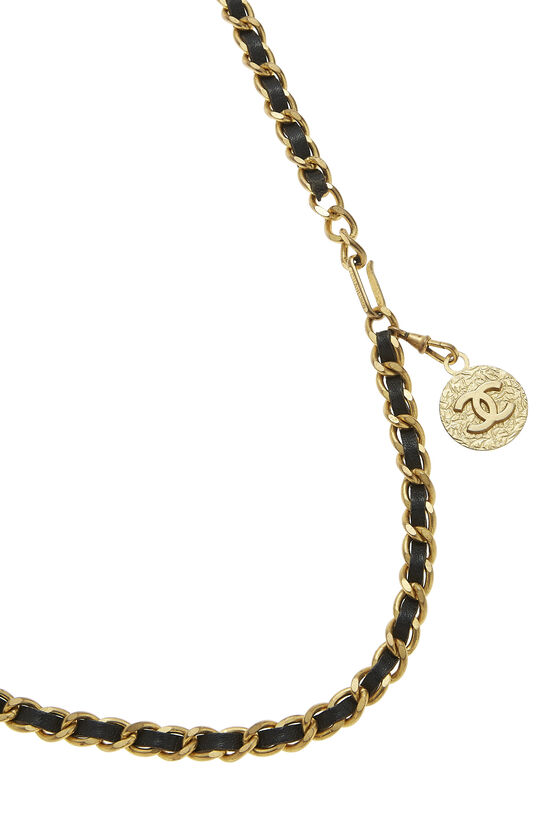 Lot - Chanel Gold Chain & Black Leather Belt