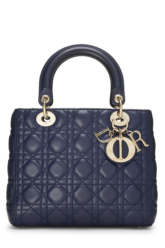 Navy Cannage Quilted Lambskin Lady Dior Medium, , large image number 0