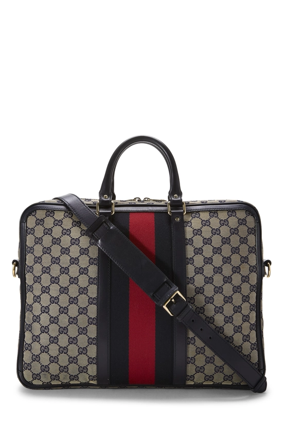 Navy GG Canvas Web Briefcase, , large image number 3