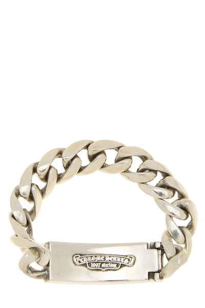 Sterling Silver Diamond Floral Cross ID Bracelet, , large