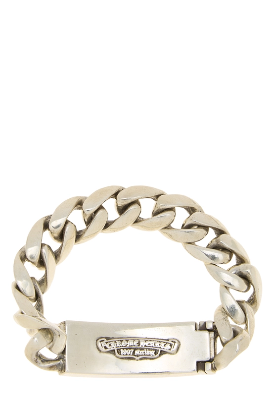 Sterling Silver Diamond Floral Cross ID Bracelet, , large image number 1